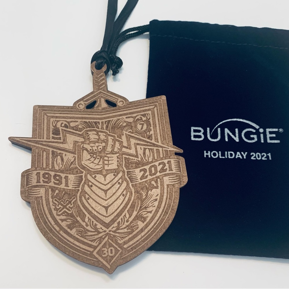 NWOT Bungie 30th Anniversary Shield Crest Rare Wooden Ornament Holiday 2021